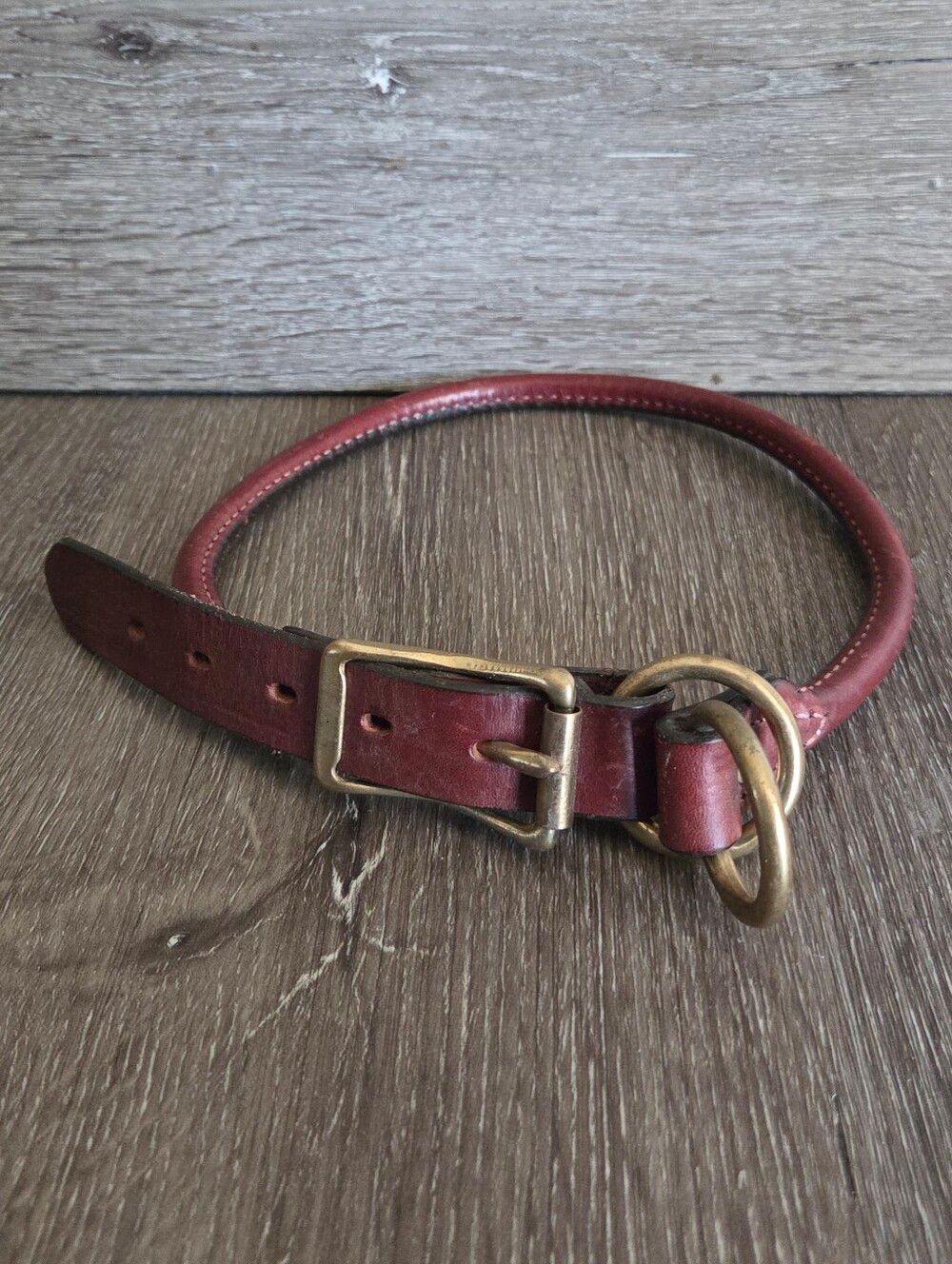 Mendota Leather Rolled Collar - Chestnut - 24"